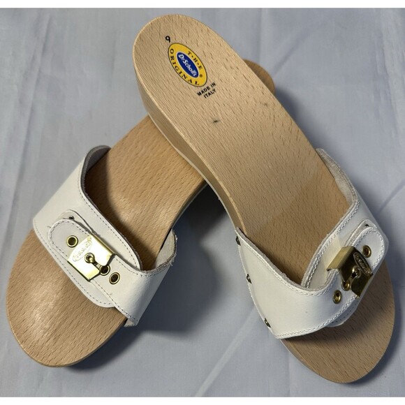 Dr . Scholls White Italian The Original Wooden Exercise Clog Sandals Size 9M - Picture 4 of 7